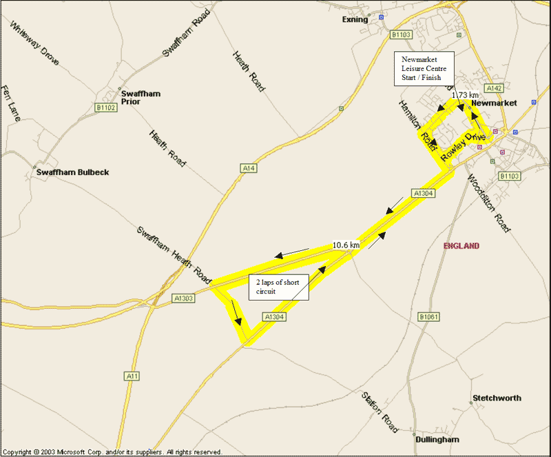 Newmarket Triathlon cycle route