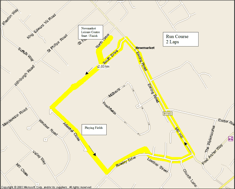 Newmarket Triathlon run route